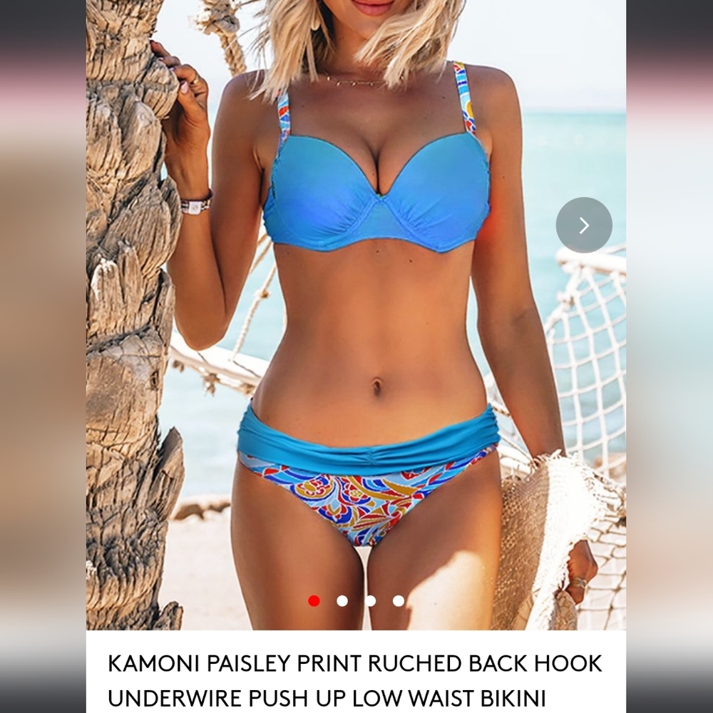 2 pc Paisley Print Underwire Bikini Set